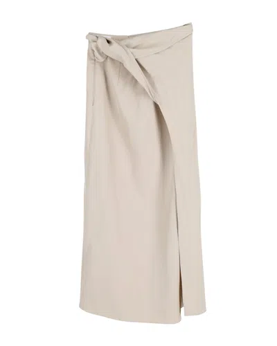Max Mara Maxmara Midi Skirt In Beige Wool