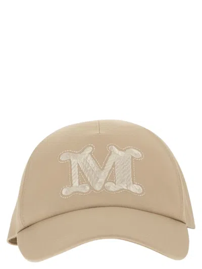Max Mara Mxaribaldo - Water-repellent Gabardine Baseball Cap In Neutral