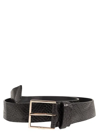 Max Mara Mxatrine - Braided Leather Belt In Black