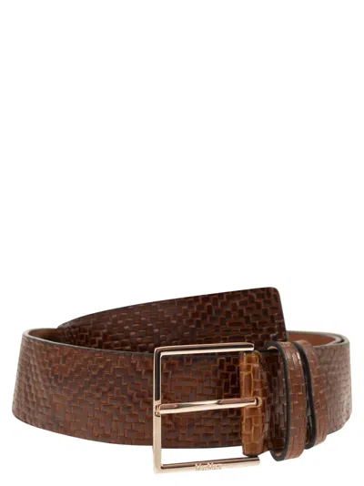 Max Mara Maxmara Mxatrine Braided Leather Belt In Brown