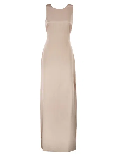 Max Mara Maxmara Mxeazoto Long Silk Dress In Nude