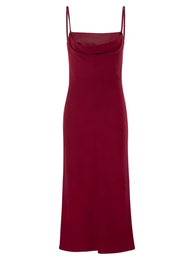 Max Mara Maxmara Mxepantone - Long Dress With Draped Neckline In Burgundy