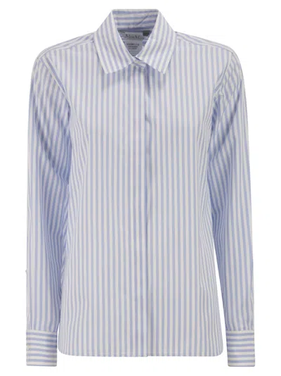 Max Mara Maxmara Mxmaccenni Striped Poplin Shirt In Blue