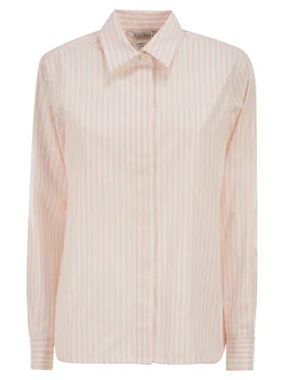 Max Mara Maxmara Mxmaccenni Striped Poplin Shirt In Pink