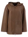 Max Mara Brown Solid Hood Jacket In Brown