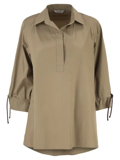 Max Mara Maxmara Mxmadorni Cotton Poplin Blouse In Brown