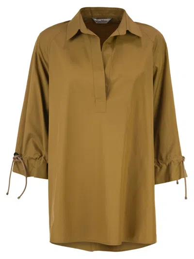 Max Mara Maxmara Mxmadorni Cotton Poplin Blouse In Green
