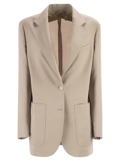 Max Mara Maxmara Mxmaffari - Single-breasted Jacket In Wool, Mohair And Silk In Gray