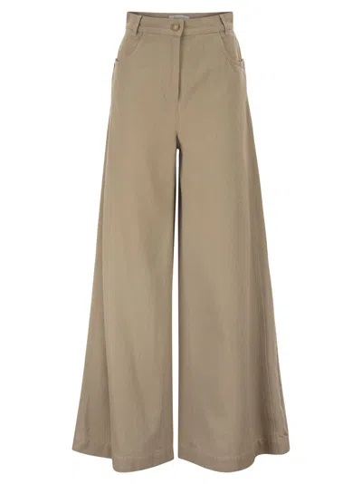 Max Mara Maxmara Mxmalamaro Pure Cotton Palazzo Trousers In Beige