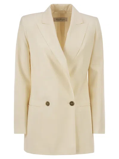Max Mara Maxmara Mxmbikini Pure Virgin Wool Tailored Double Breasted Blazer In Cream