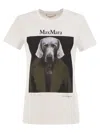 Max Mara Slim Fit Cotton T-shirt With Graphic Print And Contrast Logo In White