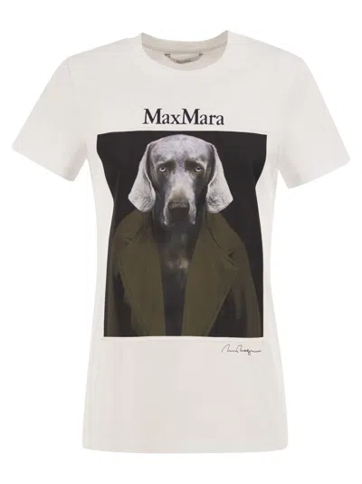MAX MARA MAXMARA MXMCALCA COTTON T SHIRT WITH MAX MARA GRAPHIC PRINT