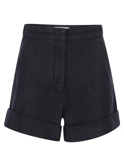 Max Mara Maxmara Mxmcalca - Denim-effect Cotton Shorts In Black