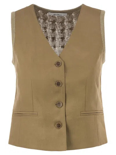 Max Mara Mxmcalibri - Tailored Linen And Knit Waistcoat In Brown