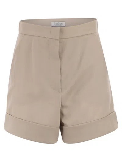 Max Mara Mxmcelebre Turn-up Hem Shorts In Neutral