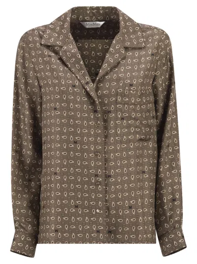 Max Mara Maxmara Mxmdisco Semi Fitted Printed Silk Shirt In Brown