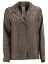 Max Mara Buttonless Printed Silk Shirt In Brown
