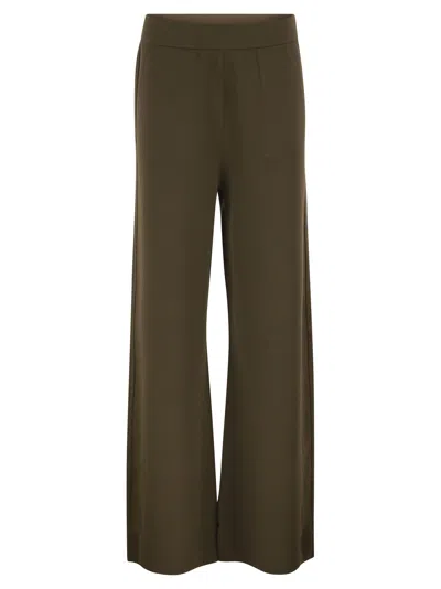 Max Mara Maxmara Mxmfaida Wide Leg Viscose Knit Trousers In Brown