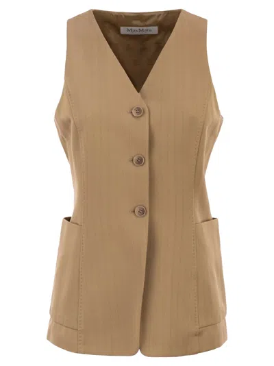 Max Mara Maxmara Mxmfalla Pinstriped Jacquard Jersey Waistcoat In Brown