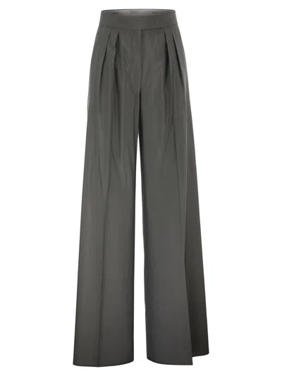 Max Mara Maxmara Mxmgiallo - Wide-leg Trousers In Wool And Silk In Gray