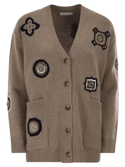 Max Mara Maxmara Mxmgioire Long Cardigan In Wool And Cashmere In Brown