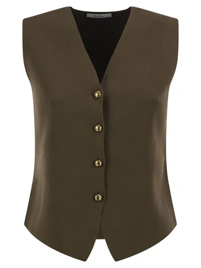 Max Mara Button-fastening Knitted Waistcoat In Brown