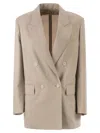 Max Mara Double-breasted Wool Blend Blazer In Brown