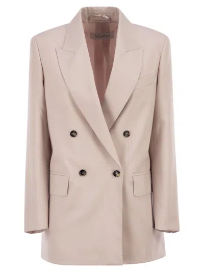 Max Mara Maxmara Mxmombrosa Double Breasted Blazer In Wool, Mohair And Silk In Pink