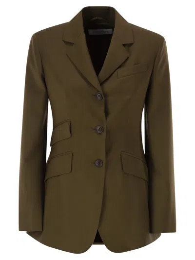 Max Mara Mxmpatio - Tailored Virgin Wool Blazer In Green