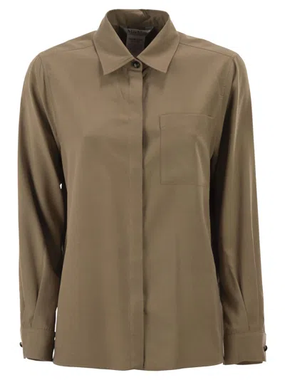 Max Mara Maxmara Mxmsiamese - Silk Canvas Shirt In Brown