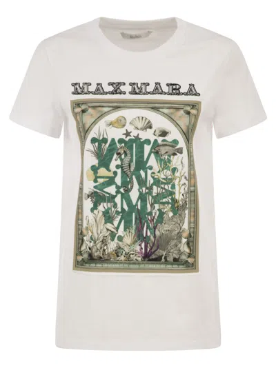 Max Mara Maxmara Mxmspadino Cotton Jersey T Shirt With Graphic Print In Neutral