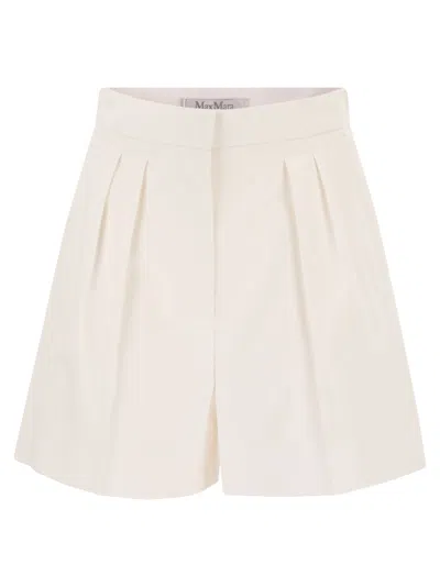Max Mara Maxmara Mxmtabacco Stretch Cotton Satin Shorts In White