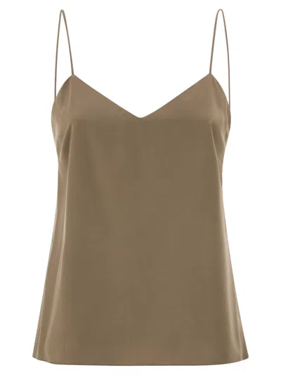Max Mara Maxmara Mxmunghia Silk Canvas Top In Green