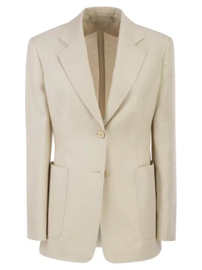 Max Mara Maxmara Mxmvolonta - Pure Linen Fabric Blazer In Neutral