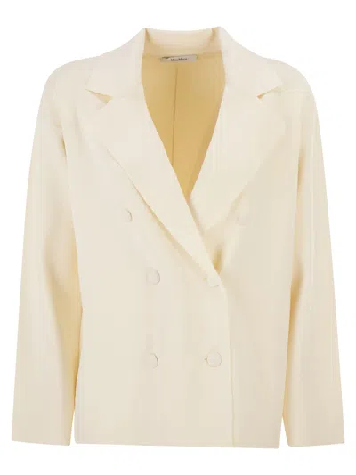 Max Mara Maxmara Mxpcalte Double Breasted Viscose Crêpe Jacket In Neutral