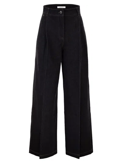 Max Mara Maxmara Mxpetereo 5 Pocket Trousers In Denim Effect Jersey In Black