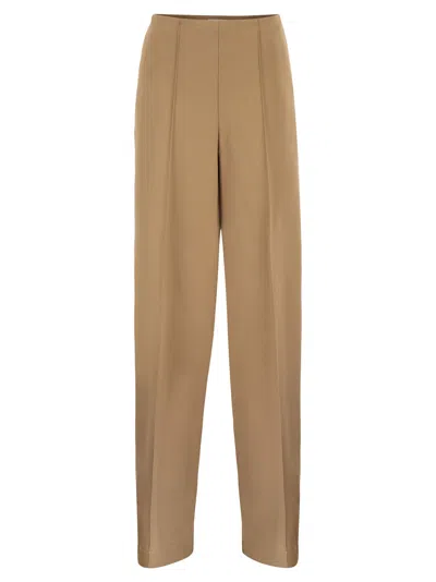 Max Mara Mxpfiacre - Straight Tailored Trousers In Stretch Technical Jersey In Brown