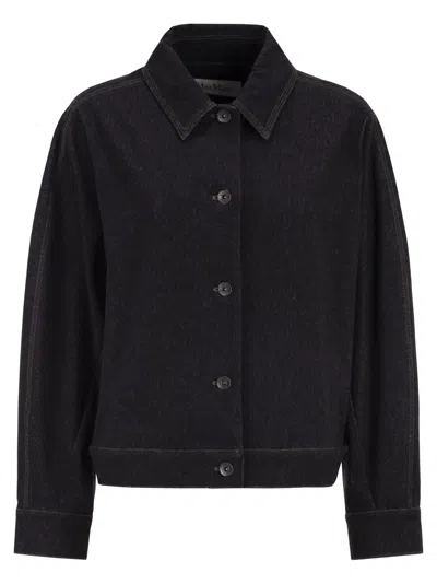Max Mara Maxmara Mxpnettare Denim Effect Jersey Jacket In Black