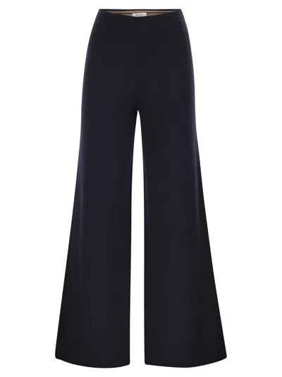 Max Mara Midnight Blue Knit Strillo Wide-leg Pant In Black