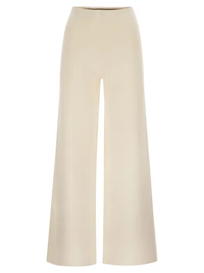 Max Mara Maxmara Mxpstrillo Viscose Crêpe Knit Trousers In Ivory
