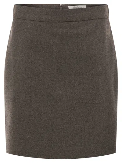 Max Mara Maxmara Mxsacinoso - Pure Virgin Wool Pencil Skirt In Brown