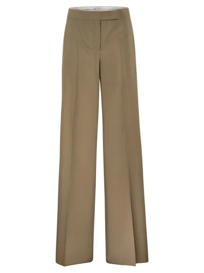 Max Mara Maxmara Mxsbronte - Virgin Wool And Silk Wide-leg Trousers In Brown