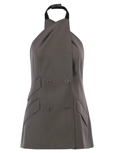 Max Mara Maxmara Mxscali Sleeveless Jacket In Wool Gabardine In Gray