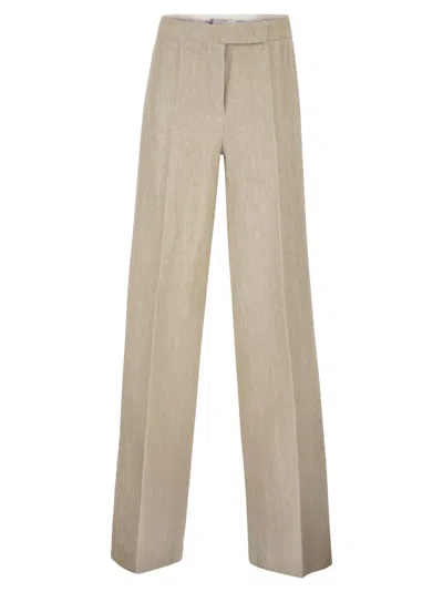 Max Mara Maxmara Mxsginnico - Tailored Pure Linen Trousers In Neutral