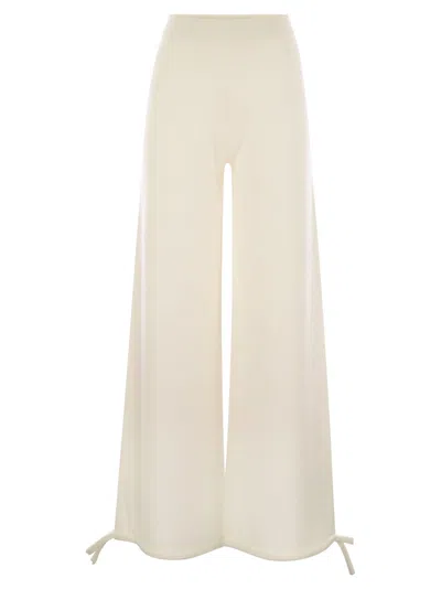 Max Mara Maxmara Nigeria - Trousers In Wool Yarn In White