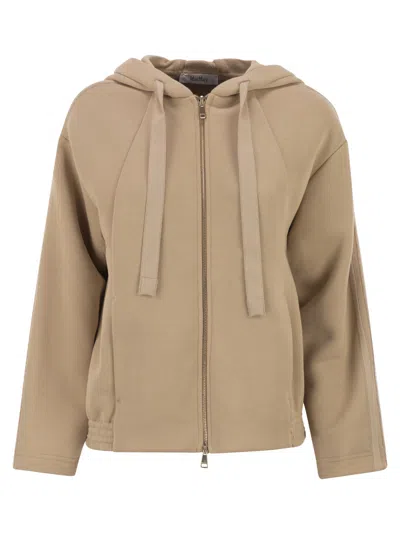 Max Mara Maxmara Omelia Cotton Hooded Sweatshirt In Sand