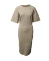 Max Mara Maxmara Oversized Drop Sleeves Midi Sheath Dress In Nude Viscose In Brown