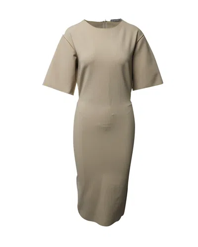 Max Mara Maxmara Oversized Drop Sleeves Midi Sheath Dress In Nude Viscose In Brown