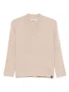 Max Mara Arten Ribbed V-neck Jumper In Sand