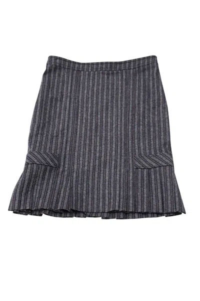 Max Mara Maxmara Ruffled Hem Skirt In Blue Wool In Gray